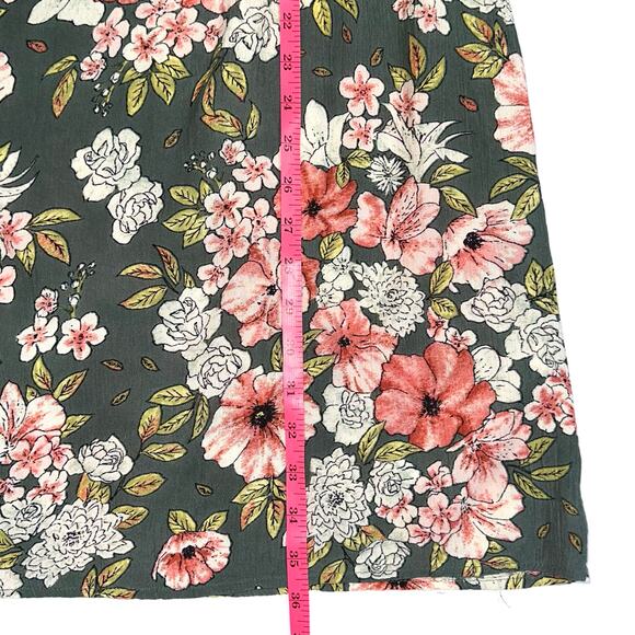 Billabong Sage Green Floral Fine Flutter Mini Dress Size Large - Picture 14 of 14